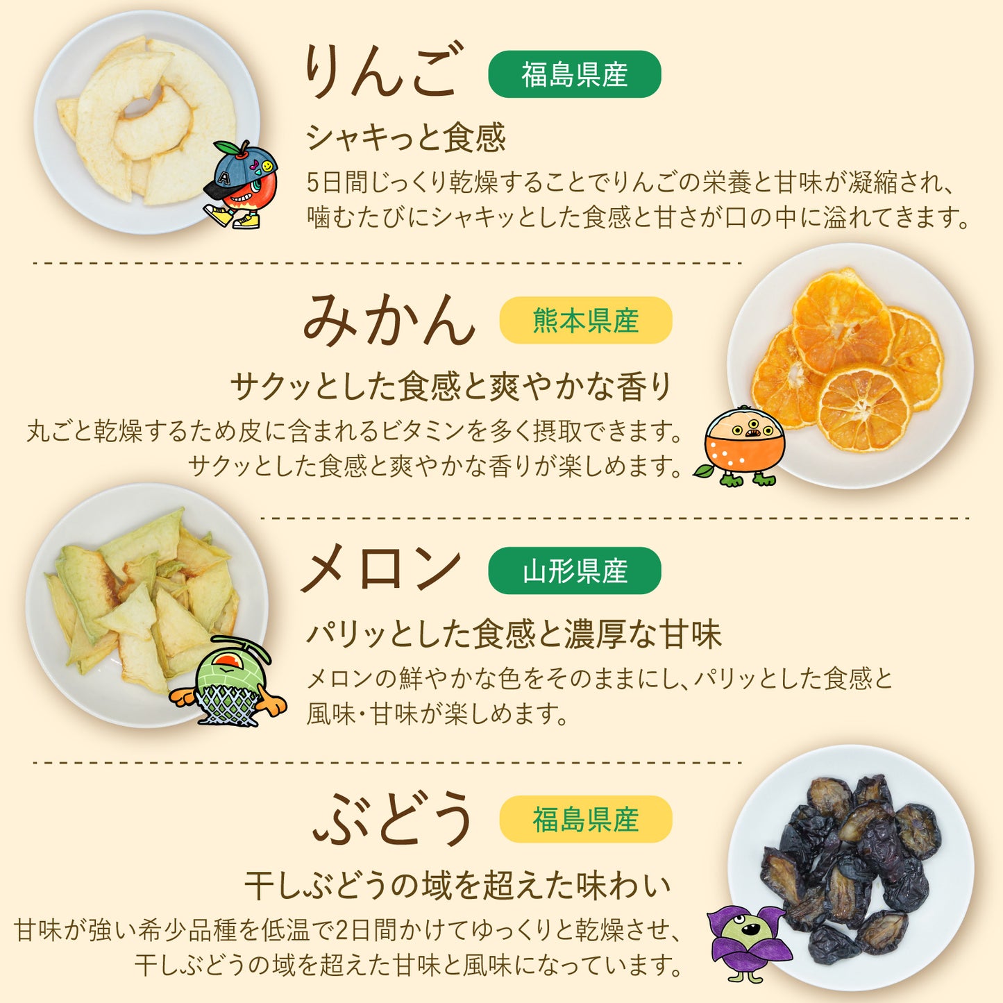 【無添加・砂糖不使用】7種の国産ドライフルーツセット