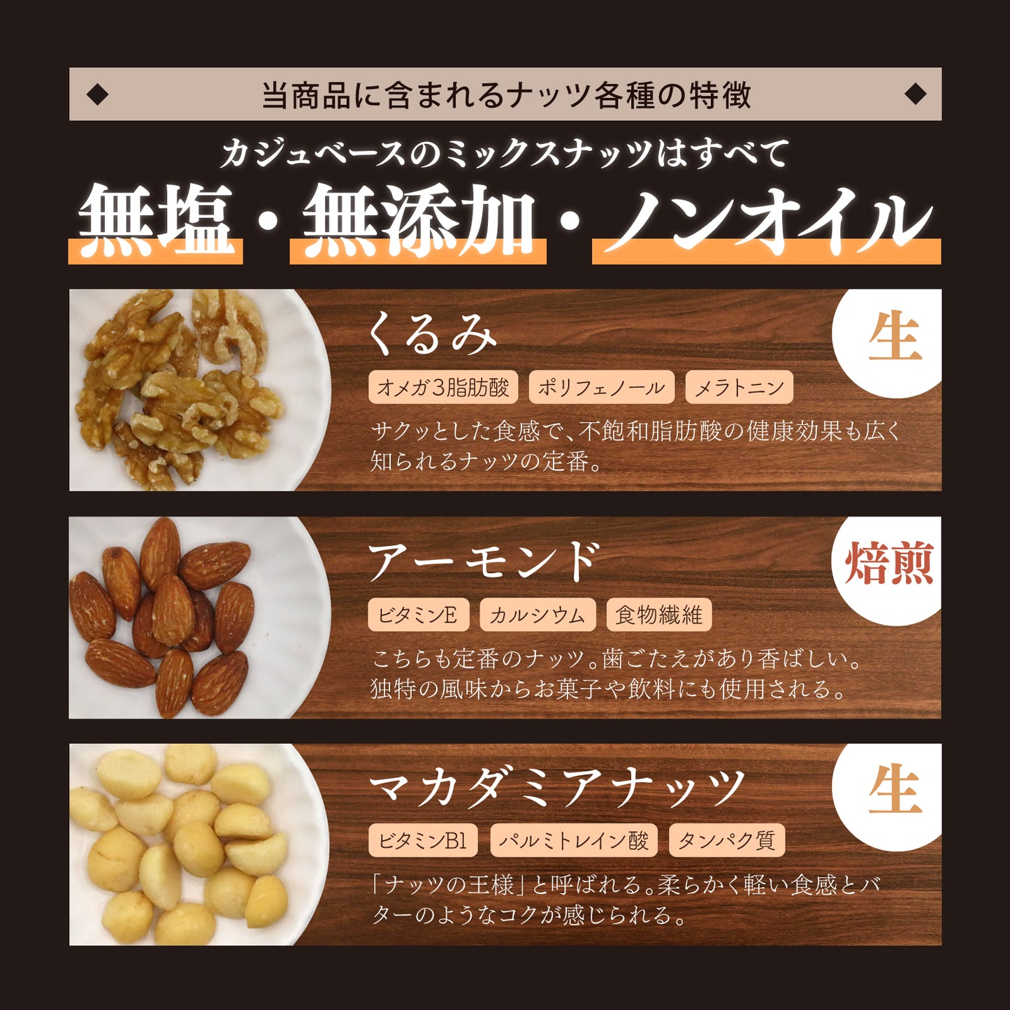 【無塩・無添加・ノンオイル】7種ミックスナッツ
