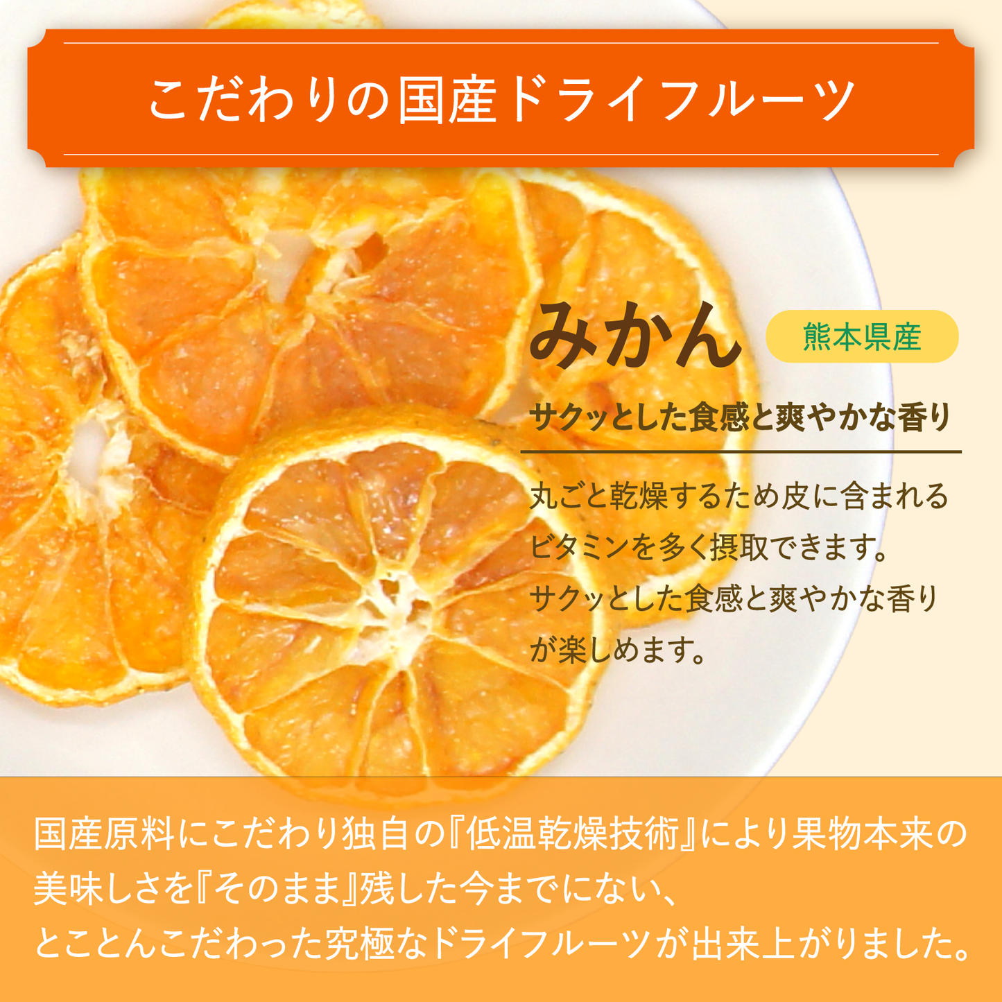 【無添加・砂糖不使用】国産みかんチップス 熊本県産