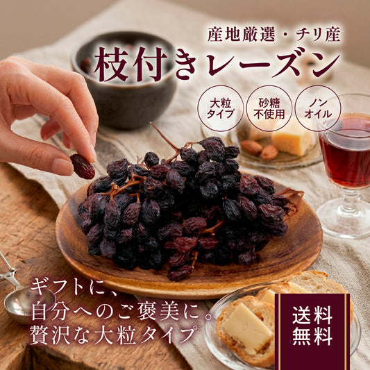 【無添加・砂糖不使用・ノンオイル】枝付きレーズン　チリ産