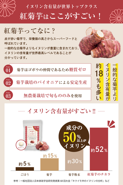 【菊芋加工食品】紅菊芋のチカラ 菊芋サプリ イヌリン50%超 360粒