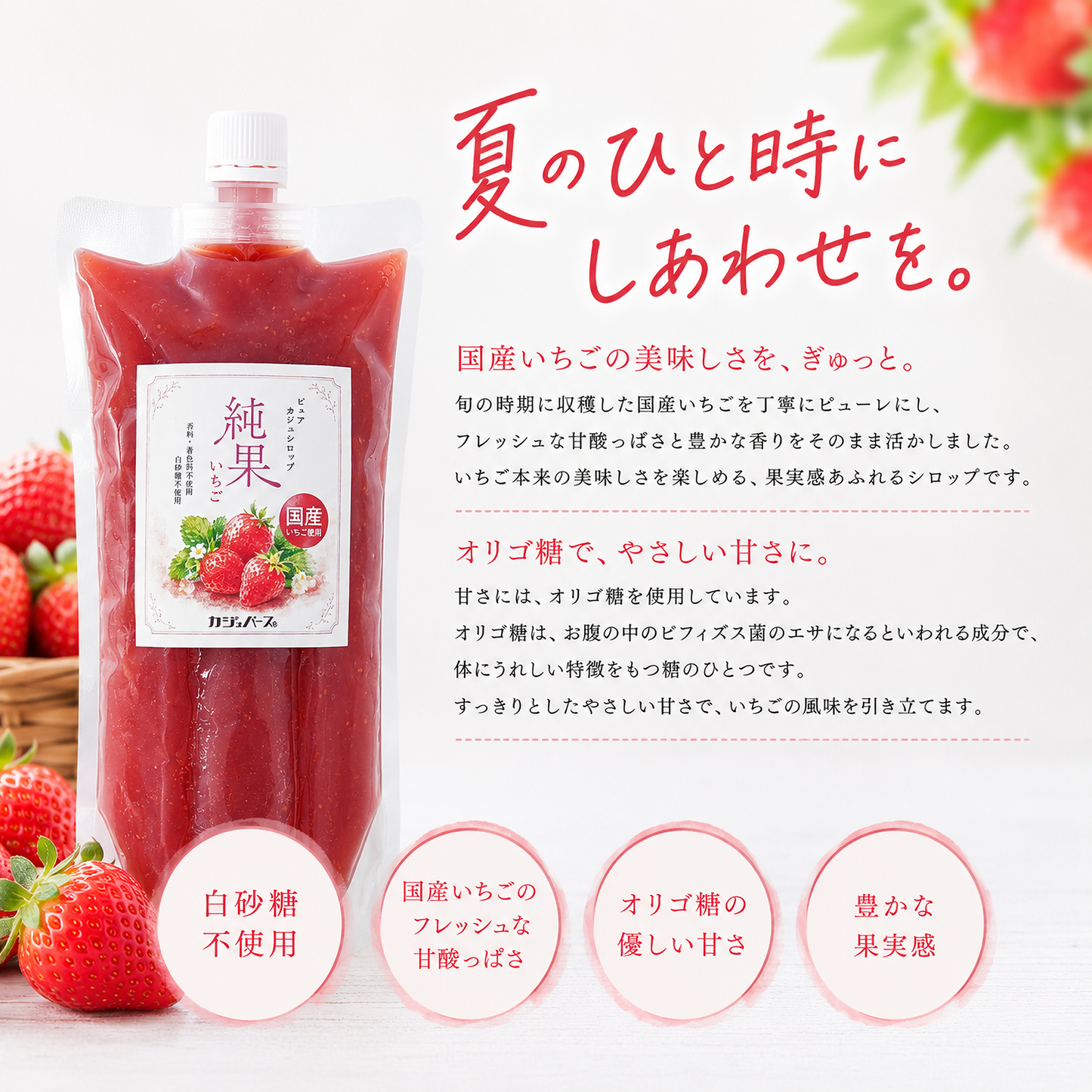 【香料・着色料不使用、国産果物のみ】ピュアカジュシロップ純果3種セット
