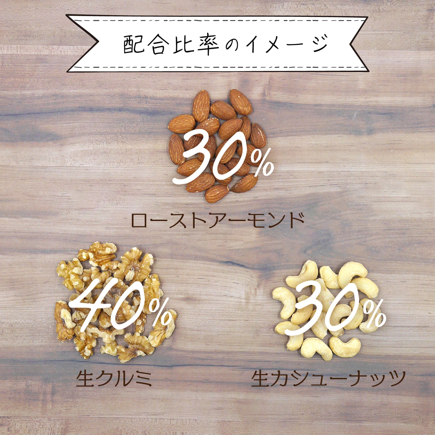 【無添加・無塩・ノンオイル】 3種のミックスナッツ